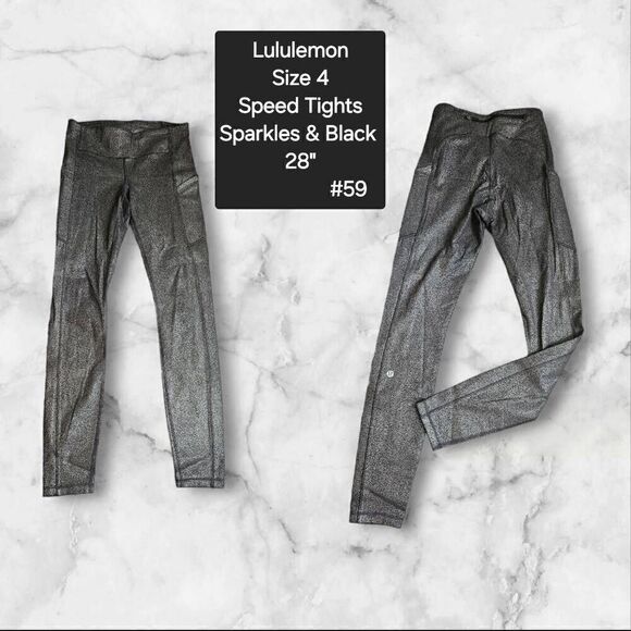 Lululemon Size 4 Sparkle Shine Speed Tights - Picture 1 of 6
